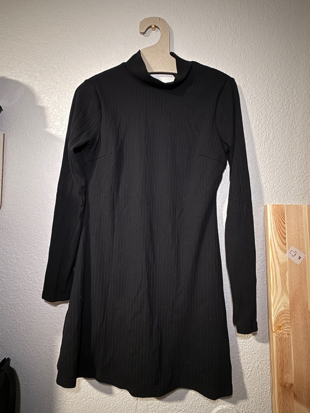 Lulu's Black Long-Sleeve Ribbed Mock Neck Dress